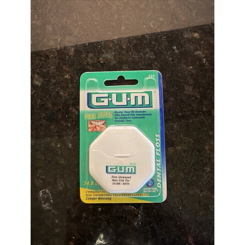 RARE NEW Sunstar GUM Fine Floss UNWAXED 55m 60yd #555 DISCONTINUED Y2K Dental